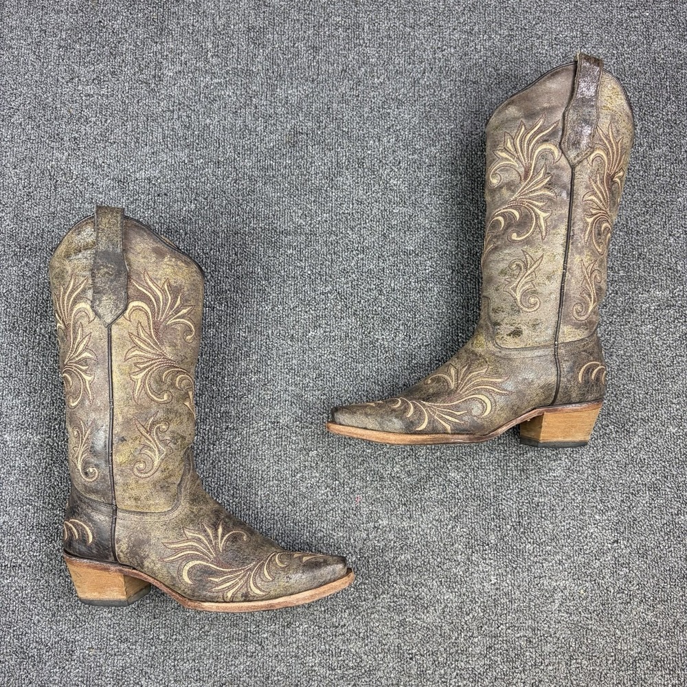 Corral Circle G Womens 7M Embroidered Leather Western Snip Toe Cowboy Boot L5133
